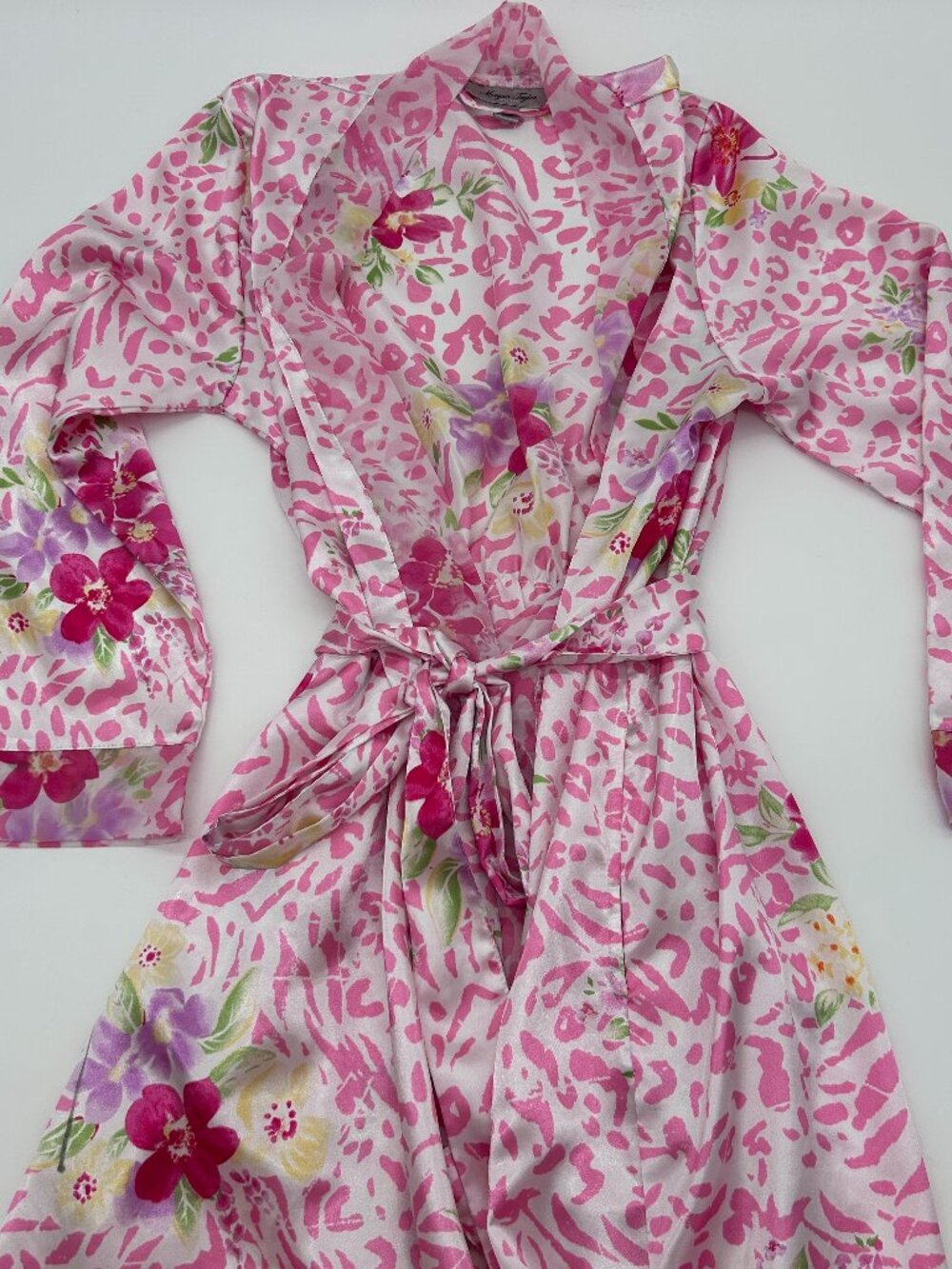 Morgan Taylor Intimates Womens Size Small Medium Satin Mid Length Robe Pink